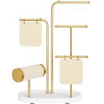 SONGMICS Stand suport pentru depozitare si expunere bijuterii, otel, 11x20x32 cm, auriu Household NewTrend