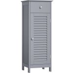 VASAGLE Dulap de depozitare de podea pentru baie, din lemn cu sertar, usa cu lamele, 32x30x87cm, gri Household NewTrend