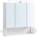 VASAGLE Dulap de baie de perete, 3 usi cu oglinda, compartiment deschis, 15x70x70cm, alb Household NewTrend