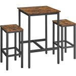 VASAGLE Set masa si scaune de bar, masa 60x60x90cm si 2 scaune 30x40x65cm, stil industrial, maro rustic Household NewTrend