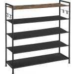 SONGMICS Raft de depozitare pantofi, metalic, 5 nivele din tesatura oxford, pentru 20-25 perechi, 29x89x93cm, maro rustic si negru Household NewTrend