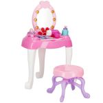 Masa toaleta pentru copii, cu taburet, 19 accesorii joaca, din plastic, 37x20x60 cm, roz Household NewTrend