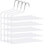 SONGMICS Set de 4 umerase pentru pantaloni, anti-alunecare, capacitate 5 perechi per umeras, 32cm, alb Household NewTrend