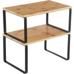 SONGMICS Set 2 rafturi de bucatarie suprapozabile, pentru ustensile sau condimente, 20x30x16cm, natur si negru Household NewTrend
