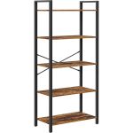 VASAGLE Biblioteca cu 5 etaje din lemn, cadru otel, stil industrial, 30x66x153cm, maro rustic si negru Household NewTrend