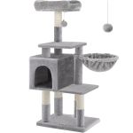 FEANDREA Ansamblu de joaca pentru pisici, tip copac, cu culcus si ascunzatoare, 50x40x110cm, gri deschis Household NewTrend