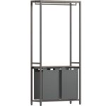 VASAGLE Cos de rufe, 2 compartimente, saci de rufe detasabili, 2 rafturi, tija umerase, 2x46L, 73x33x177cm, gri Household NewTrend