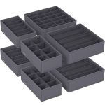 SONGMICS Organizatoare dulap sau sertar, set 8 cutii de depozitare a lenjeriei de corp, pliabile, 64x48x10cm, gri Household NewTrend