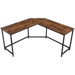 VASAGLE Birou de colt in forma de L, cadru din otel, 149x149x75cm, industrial, maro rustic si negru Household NewTrend