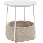 VASAGLE Masuta de cafea rotunda cu cos de stofa, stil modern, 45x50cm, alb cu bej Household NewTrend
