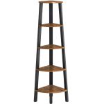 VASAGLE Raft de colt cu 5 etaje, tip biblioteca, cadru metal si polite lemn, 33x34x159cm, industrial, maro rustic si negru Household NewTrend