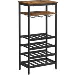 VASAGLE Raft pentru vinuri, capacitate 20 de sticle, cu suport pentru pahare, stil industrial, 50x32x100cm, maro rustic si negru Household NewTrend