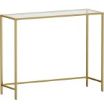 VASAGLE Masa de intrare, blat din sticla securizata, cadru metalic, 35x100x80cm, auriu Household NewTrend