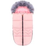 Sac iarna de bebelusi pentru carucior, marime universala, cu gluga, 90x45cm, roz pal Household NewTrend