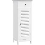 VASAGLE Dulap de depozitare de podea pentru baie, din lemn cu sertar, usa cu lamele, 32x30x87cm, alb Household NewTrend