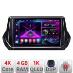 Navigatie Peugeot 2008 2020- Android radio gps internet 4+64 InCell Display 1K Kit-209-RK-2020+EDT-E209-RK CarStore Technology