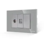 Priza TV + Internet cu Rama din Sticla LUXION, Standard Italian, 3M SmartElectro IntelligentHouse