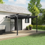 Foișor montat pe perete Antracit 3 x 3 m Oțel GartenMobel Dekor