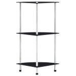Raft cu 3 niveluri, negru, 30 x 30 x 67 cm, sticlă securizată GartenMobel Dekor