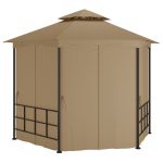 Pavilion cu pereți laterali, gri taupe, 3,1x2,7 m GartenMobel Dekor