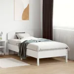 Cadru de pat fără saltea, alb, 75x190 cm, lemn masiv de pin GartenMobel Dekor