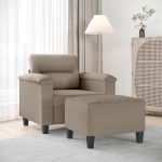 Fotoliu canapea cu taburet, gri taupe, 60 cm, microfibră GartenMobel Dekor