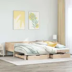 Pat de zi cu extensie și sertare fără saltea, 80x200 cm GartenMobel Dekor
