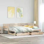 Pat de zi cu extensie și sertare fără saltea, 90x190 cm GartenMobel Dekor