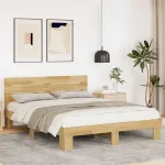 Cadru de pat cu tăblie fără saltea 135x190 cm lemn masiv stejar GartenMobel Dekor