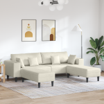 Canapea din catifea cu pernă cu pernă 3 pcs Crem 208 cm Catifea GartenMobel Dekor