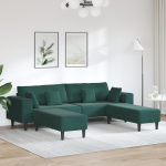 Canapea din catifea cu pernă cu pernă 3 pcs Verde închis 208 cm Catifea GartenMobel Dekor