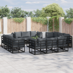 Set de canapele pentru grădină 12 pcs Negru 213 x 71.5 x 71 cm GartenMobel Dekor