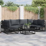 Set de canapele pentru grădină 6 pcs Negru 283 x 141.5 x 71 cm GartenMobel Dekor