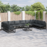 Set de canapele pentru grădină 11 pcs Negru 70 x 70 x 32 cm GartenMobel Dekor
