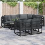 Set de canapele pentru grădină 7 pcs Negru 283 x 143 x 71 cm GartenMobel Dekor