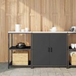 Set de depozitare pentru bucătărie 2 pcs Negru 150 x 50 x 92 cm GartenMobel Dekor
