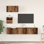 Dulap pentru TV pe Perete cu raft cu depozitare cu ușă 4 pcs Lemn vechi GartenMobel Dekor