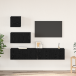 Dulap pentru TV pe Perete cu raft cu depozitare cu ușă 4 pcs Stejar negru GartenMobel Dekor