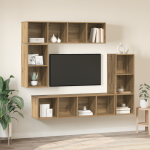 Set comodă TV 4 pcs stejar artizanal Lemn compozit GartenMobel Dekor