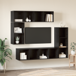 Set comodă TV cu depozitare 4 pcs Stejar negru Lemn compozit GartenMobel Dekor