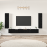Set comodă TV cu ușă 5 pcs Stejar negru Lemn compozit GartenMobel Dekor