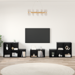 Set dulap TV cu raft cu depozitare 8 pcs Stejar Negru Lemn compozit GartenMobel Dekor