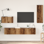 Dulap pentru TV pe Perete cu raft Altele cu depozitare cu ușă 4 pcs Lemn vechi Mediu GartenMobel Dekor