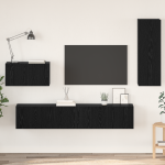 Dulap pentru TV pe Perete cu raft Altele cu depozitare cu ușă 4 pcs Stejar negru GartenMobel Dekor