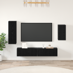 Set cabinet TV cu raft 4 pcs Stejar negru 30.5 x 30 x 90 cm GartenMobel Dekor
