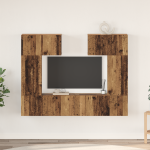 Set comodă TV cu raft cu depozitare cu ușă 6 pcs Lemn vechi 80 x 30 x 30 cm GartenMobel Dekor