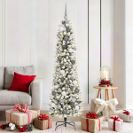 Brad de Crăciun with Decorative String Lights Alb 180 cm PVC GartenMobel Dekor