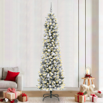 Brad de Crăciun with Decorative String Lights Alb 240 cm PVC GartenMobel Dekor