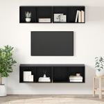 Dulap pentru TV pe Perete 4 pcs Stejar negru 37 x 37 x 72 cm GartenMobel Dekor