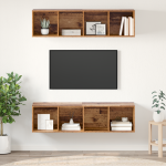 Set comodă TV 2 pcs Lemn vechi 37 x 37 x 142.5 cm Lemn compozit GartenMobel Dekor
